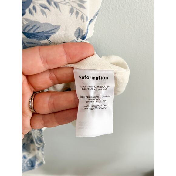 Reformation | NWT Marin Mini Dress in Pompadour Blue White Floral | Sz 10 - Picture 7 of 10